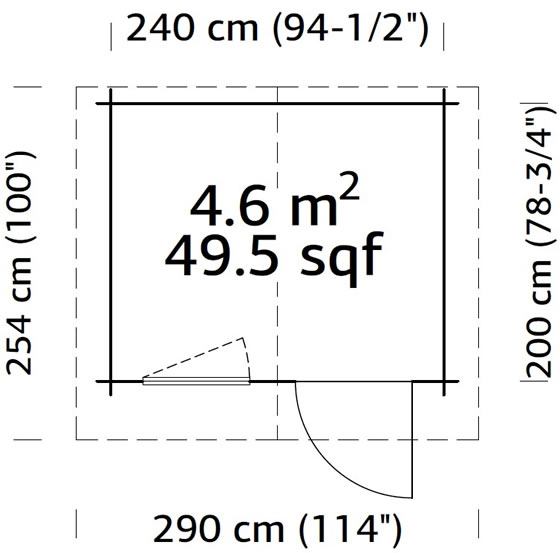 Palmako 8x7 Emma Wood Cabin Measurements