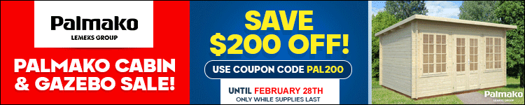 Save $200 Off Palmako Sheds with Coupon PAL200 - Ends February 28th