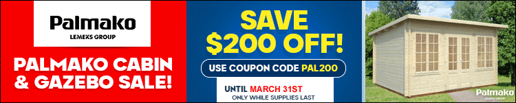 Save $200 Off Palmako Sheds with Coupon PAL200 - Ends March 31st