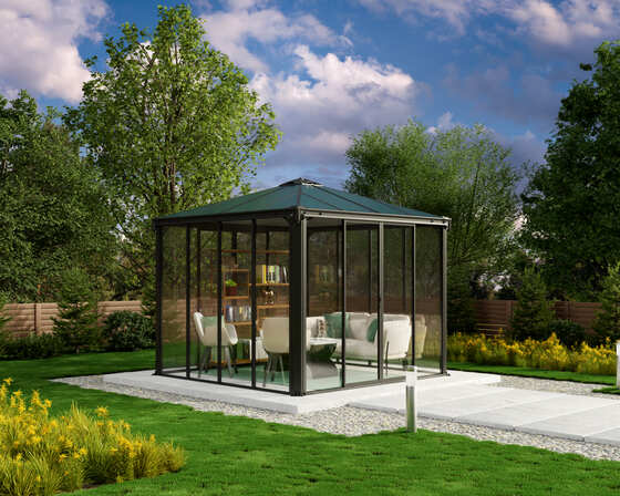 Ledro 10x10 Enclosed Gazebo Sunroom Assembled in Backyard
