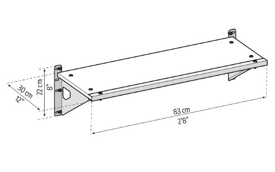 Palram PVC Rubicon and SkyLight Storage Shelf Kit Dimensions.