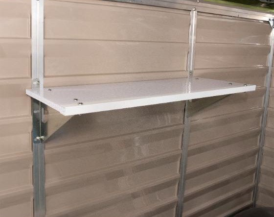 Palram Rubicon and SkyLight Shed Storage Shelf Kit made of PVC.