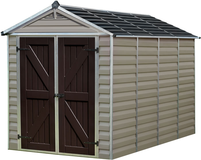 Palram 6'W x 10'D Plastic Shed Kit w/ Skylight Roof &amp; Anti-Slip Floor 