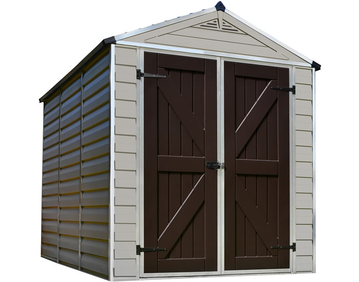 Palram 6x8 Plastic Shed Kit w/ Skylight Roof &amp; Anti-Slip Floor ...