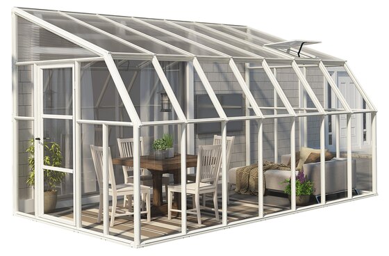 Sun Room 2 Greenhouse creates a relaxing enclosed outdoor living patio or plant growing use space.