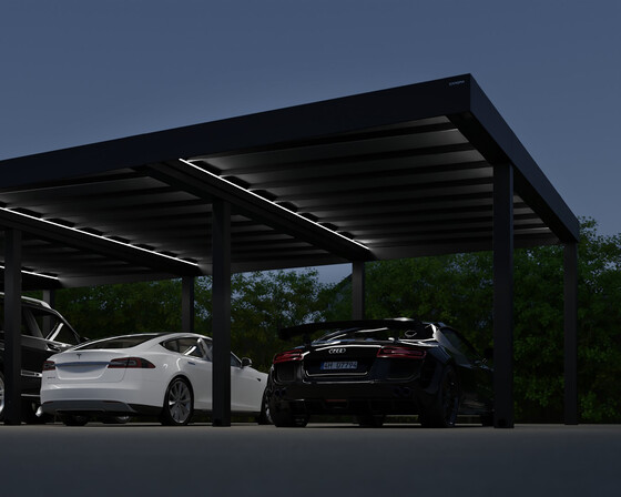 Palram-Canopia Oslo Carport Kit supports an optional internal lighting system, (sold separately)..
