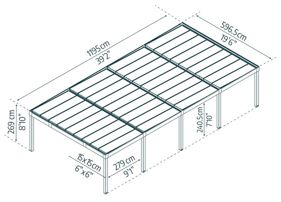 Oslo 20x30 Four-Car Carport Kit dimensions