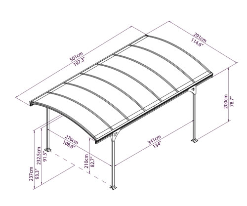 Palram 16x9 5 Vitoria 5000 Metal Carport Kit Hg9130