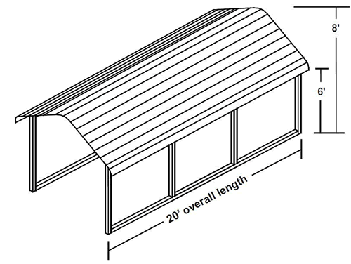 Rhino 12x20x8 Steel Carport Length