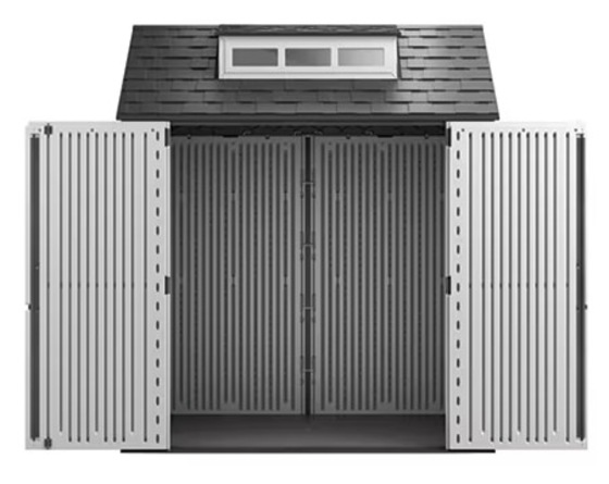 Rubbermaid 7x7 Easy Install Resin Shed - Wide Double Doors.