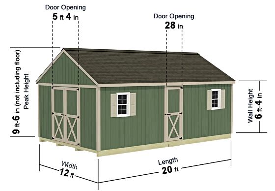Shedquarters Storage Shed Kit Measurements Diagram