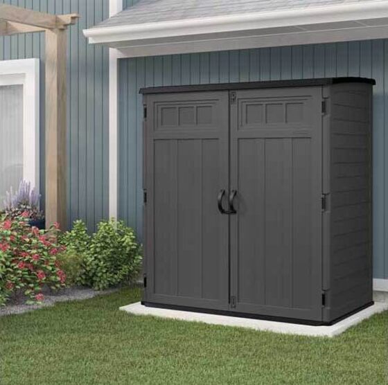 Suncast 6x6.5 Vertical Resin Storage Shed Kit - Assembled In Backyard