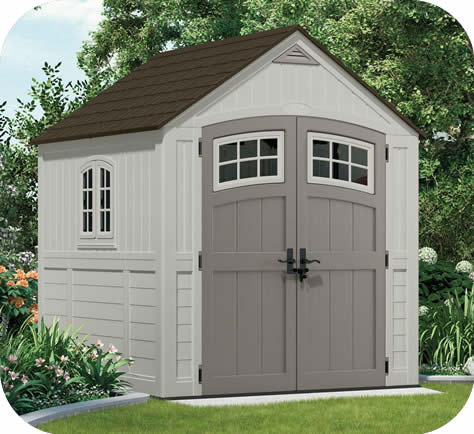 Suncast 7.5 ' 4 1/2"W x 7' 3"D x 8' 6 1/2"H Cascade Resin Storage Shed ...