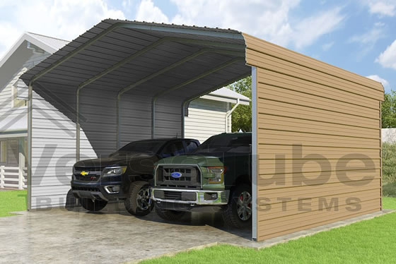 Versatube 2-Sided 20x20x10 Steel Carport Tan Color Option