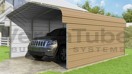 Versatube 2-Sided 12x20x7 Carport in Tan Color