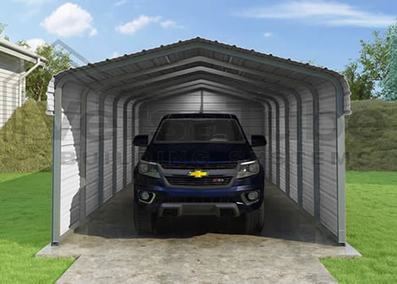 Versatube 3-Sided 12x20x10 Steel Carport Kit - Shown in Charcoal Color