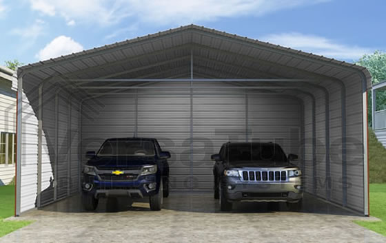 Versatube 3-Sided 24x20x10 Steel Carport Kit - 3 Covered Sides For The Ultimate Protection!