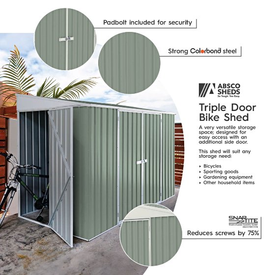 Absco Durango Metal Bike Shed Kit Features: