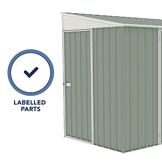 The shed comes with labelled parts for easy assembly!