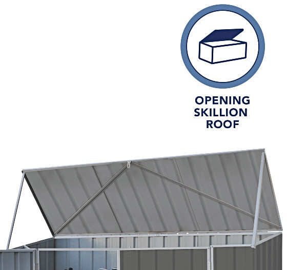 The Absco Durango Metal Bike Shed Kit comes in Opening Skillion Roof