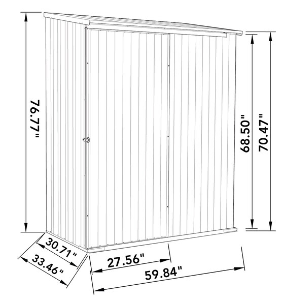 Absco EZI Slider 7x5 Metal Storage Shed Dimensions