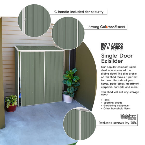 Absco Space Saver Metal Storage Shed Kit Features