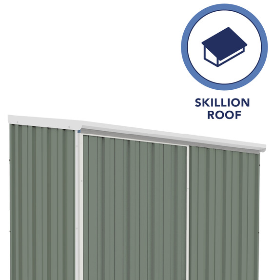 The Absco Space Saver Metal Storage Shed Kit comes in Skillion Roof