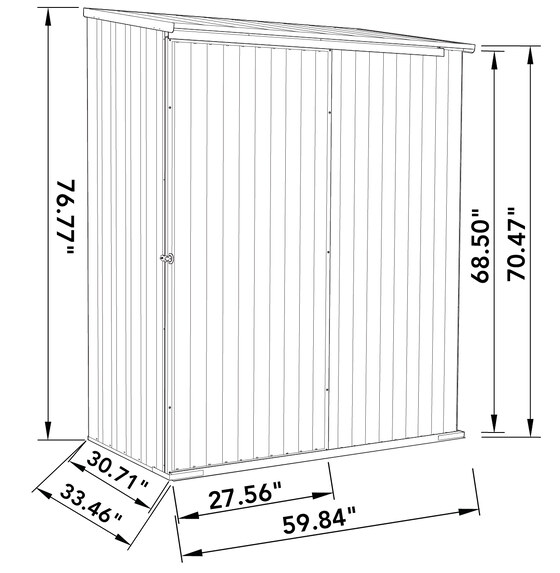 Absco EZI Slider 5x3 Metal Storage Shed Dimensions