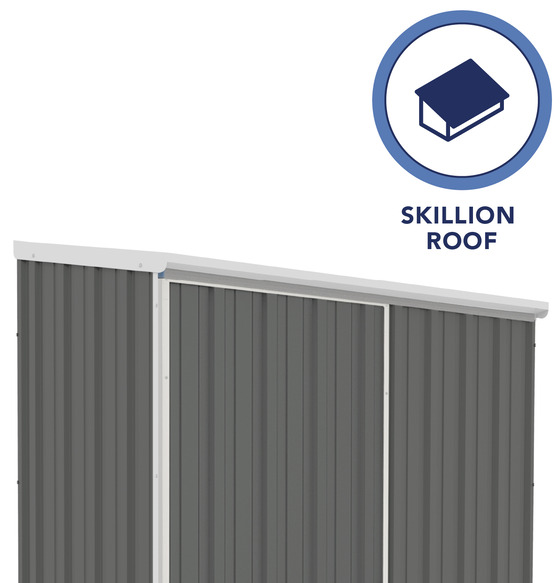The Absco Space Saver Metal Storage Shed Kit comes in Skillion Roof
