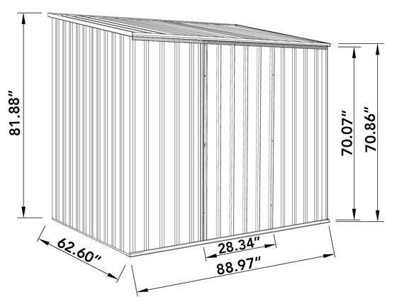 Absco EZI Slider 7x5 Metal Storage Shed Dimensions