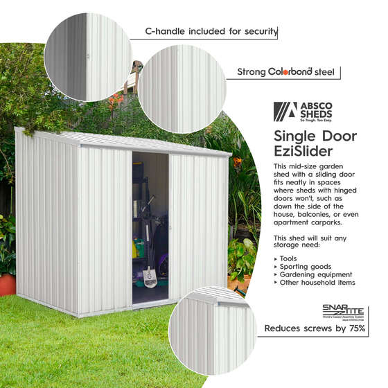 Absco Space Saver Metal Storage Shed Kit Features: