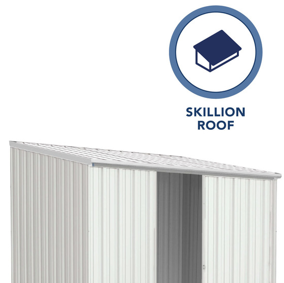 The Absco Space Saver Metal Storage Shed Kit comes in Skillion Roof