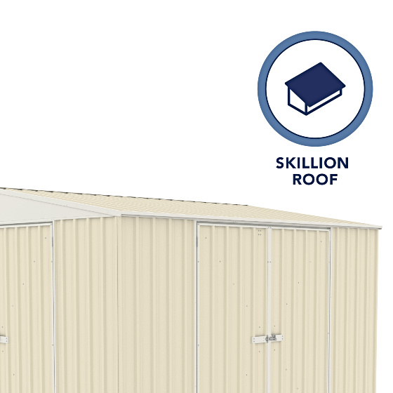 The Absco Lean To Metal Bike Storage Shed Kit comes in Skillion Roof