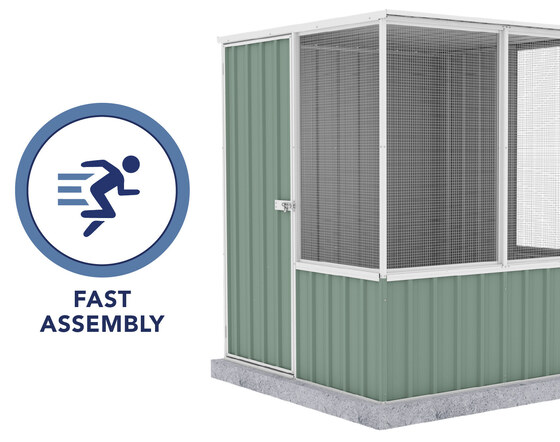 Fast assembly system saves time with fewer screws, pre-drilled holes, and labeled parts.
