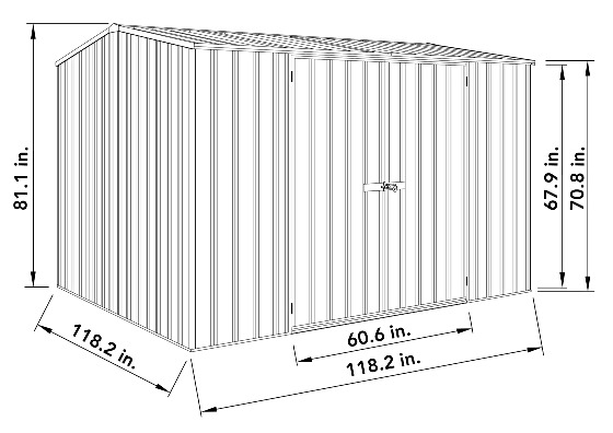 Absco Premier 10x10 Metal Storage Shed Kit Measurements