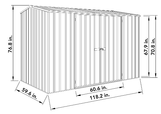 Absco Premier 10x5 Metal Storage Shed Kit Measurements