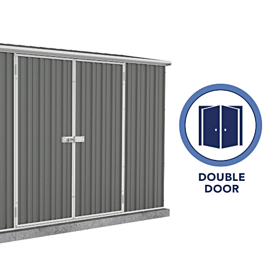 It also comes in double wide doors for easy access and easy storage!
