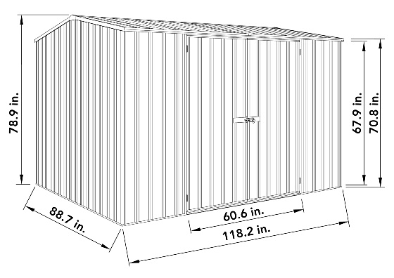 Absco Premier 10x7 Metal Storage Shed Kit Measurements