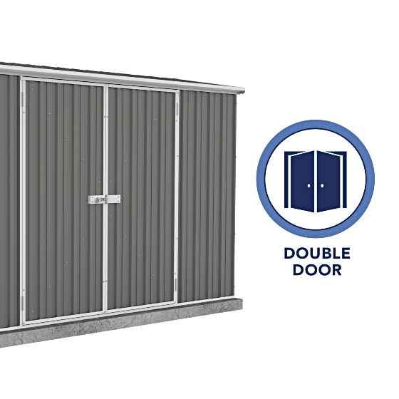 It also comes with double wide doors for easy access and easy storage!