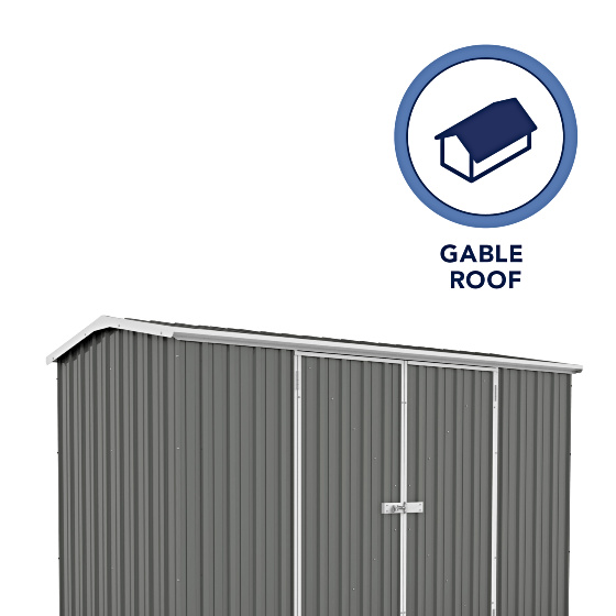 The Absco Premier Metal Storage Shed Kit comes in Gable Roof