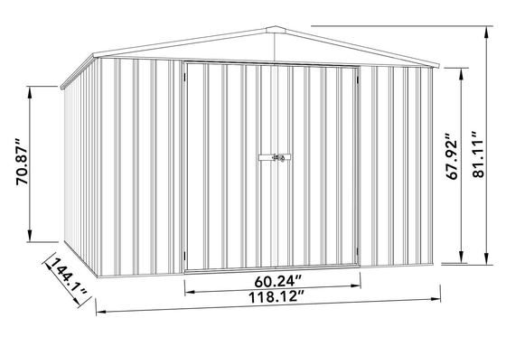 Absco Regent 10x12 Metal Garden Shed Kit Dimensions
