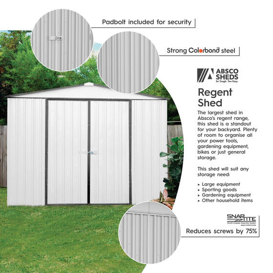Absco Regent 10x12 Metal Garden Shed Kit Features