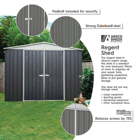 Absco Regent 10x12 Metal Garden Shed Kit Features
