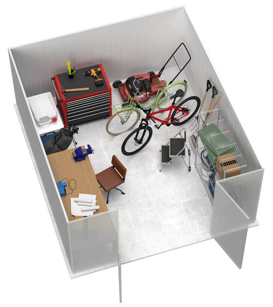 AAbsco Regent 10x12 Metal Garden Shed Top Down View.