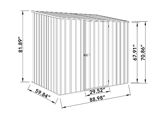 Absco Space Saver 7.5x5 Metal Storage Shed Kit Measurements