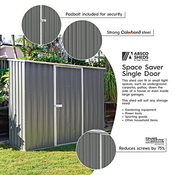Absco Space Saver Metal Storage Shed Kit Features:
