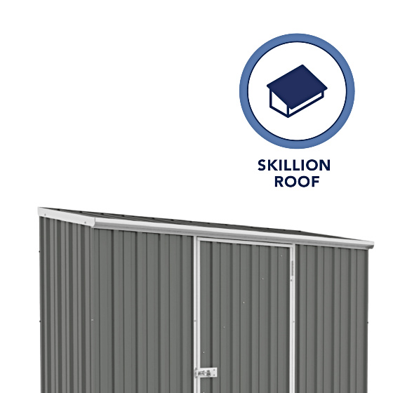 The Absco Space Saver Metal Storage Shed Kit comes in Skillion Roof