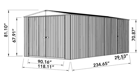 Absco Utility 10x19.5 Metal Storage Shed Dimensions