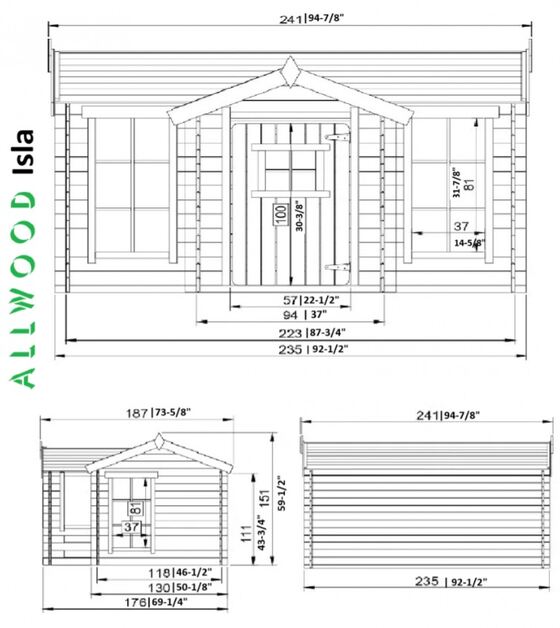 Allwood Isla 6x4 Outdoor Playhouse Dimensions.