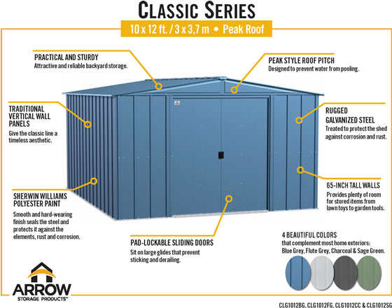 Arrow 10x12 Classic Steel Shed Features & Benefits